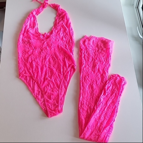 Hot Pink Bodysuit and Stockings - Picture 2 of 2
